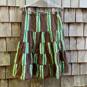 Old Navy cotton tiered brown and green skirt